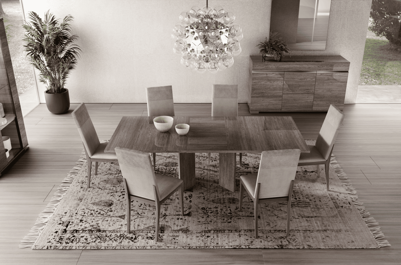 Viola Italian dining room furniture arrangement - Status Italia