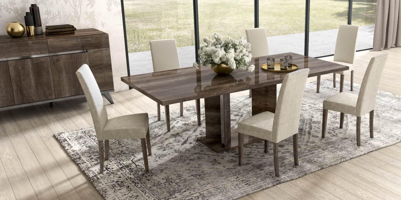 Medea 180cm dining table with upholstered chairs - Italian dining room furniture