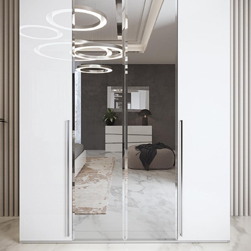 Alba Italian Wardrobe Mirrored Doors White Gloss