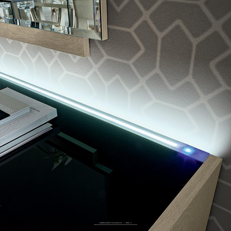 Ambra Italian Sideboard LED Strip Light Nickel Black Detail