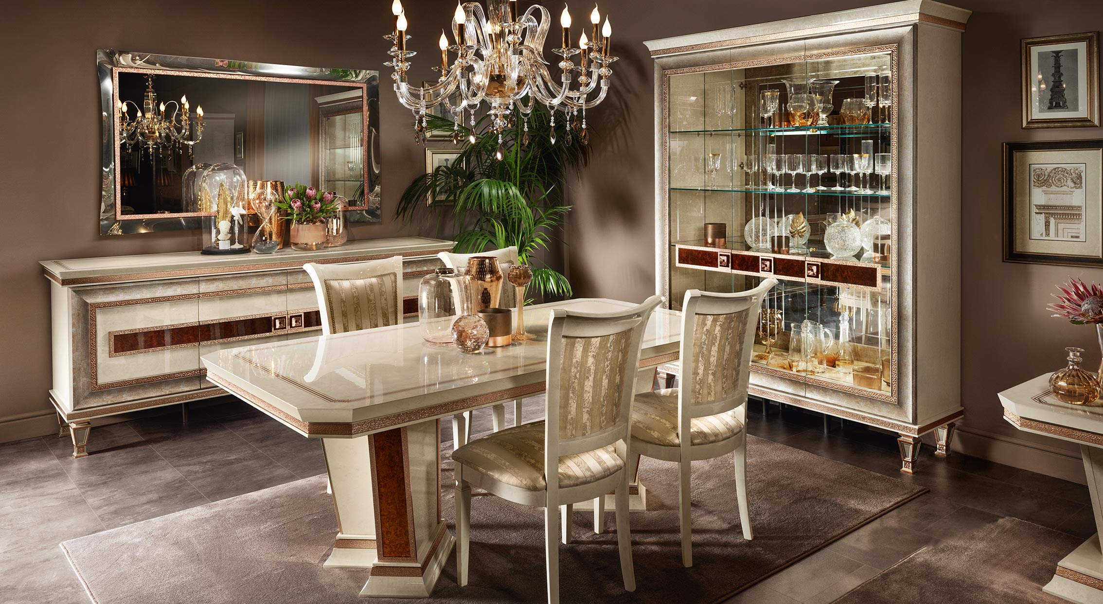 Arredoclassic Dolce Vita art-deco living room with sofa and display cabinet