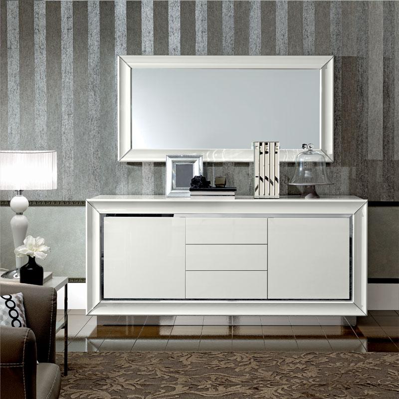 Dama Bianca Day Sideboard Mirror White Gloss Detail