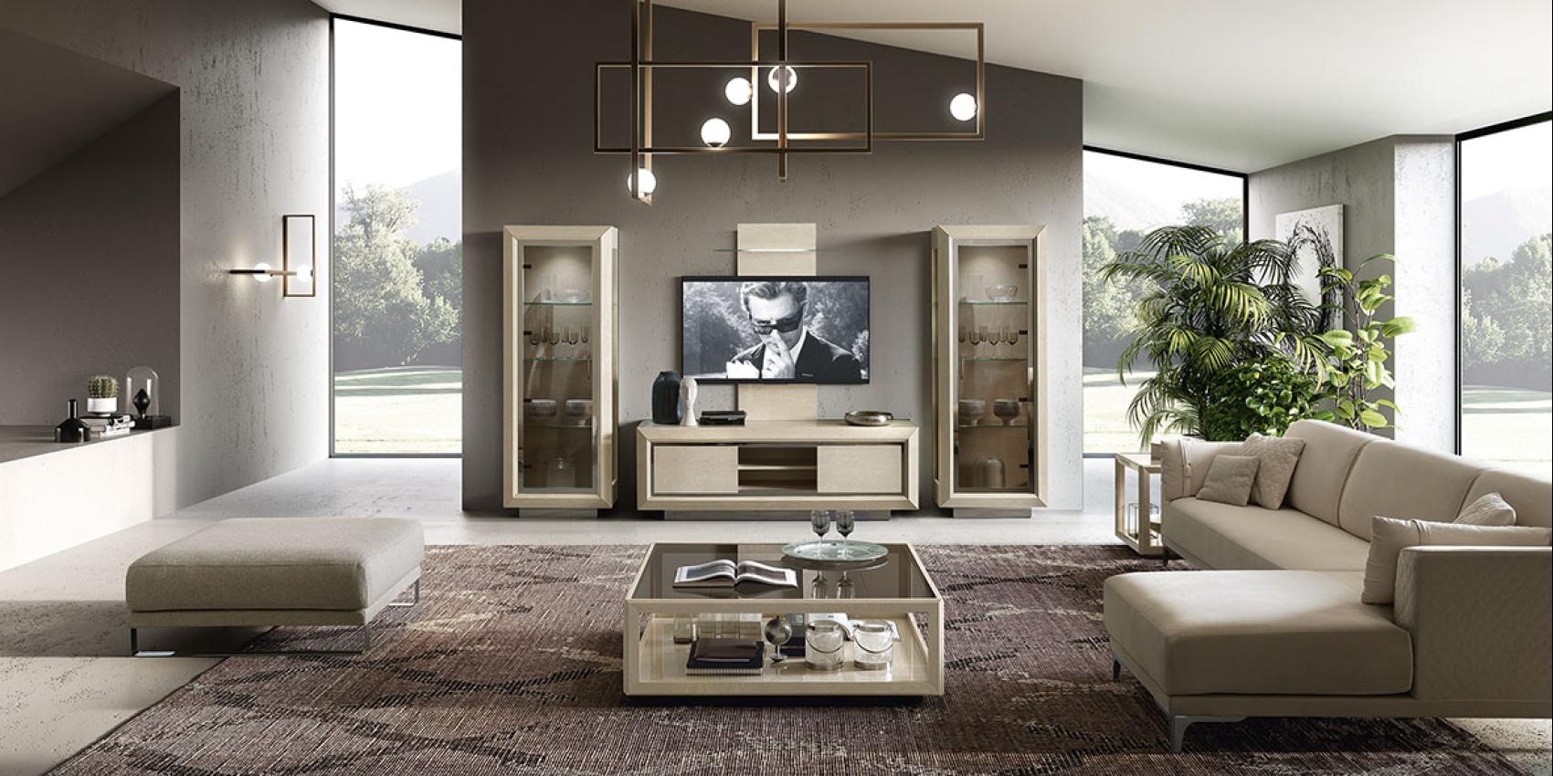 Elite Italian living room by Modum - relaxed seating and a low coffee table in a daytime living setting