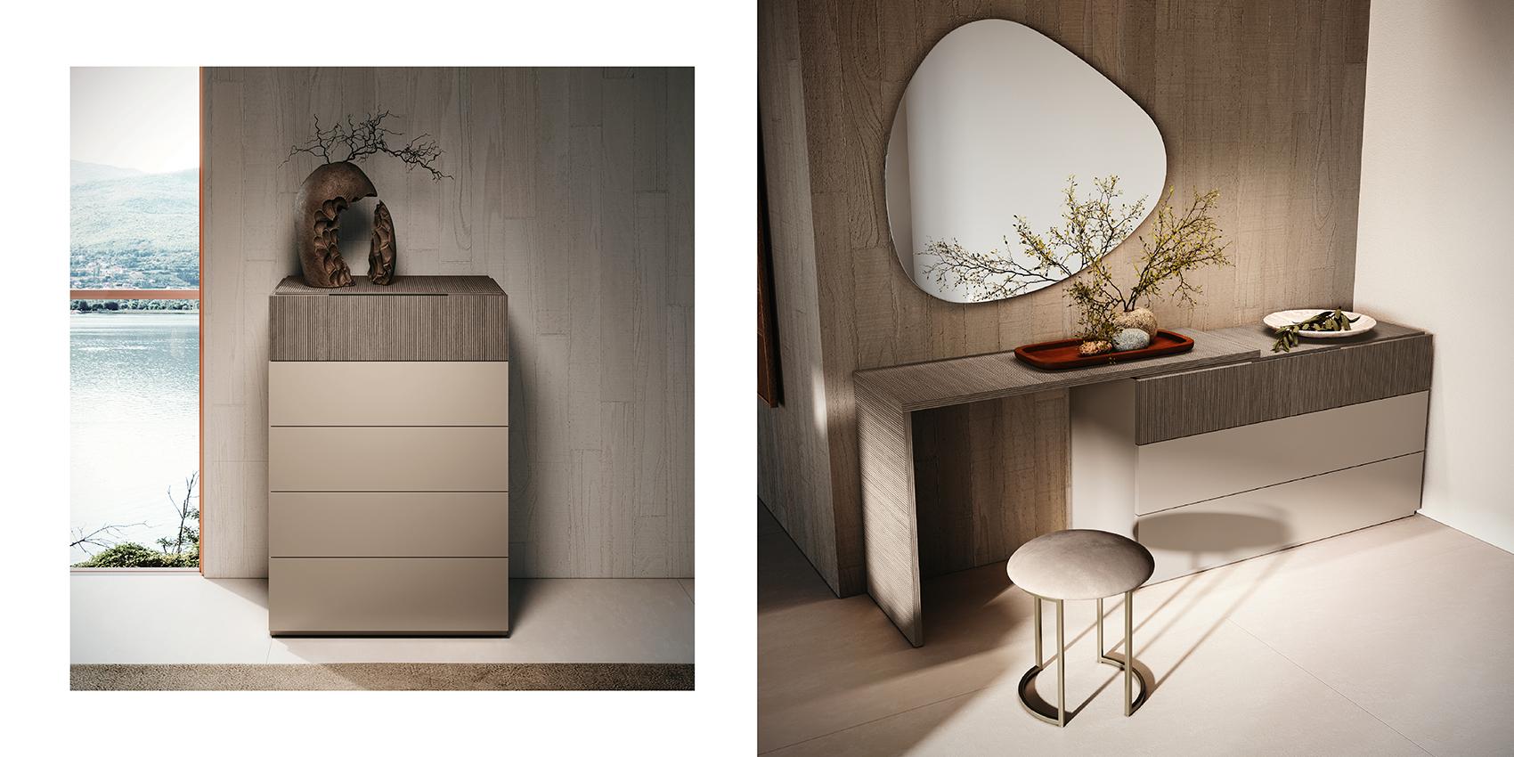 Essenza II Italian Bedroom Chest of Drawers and Dressing Table