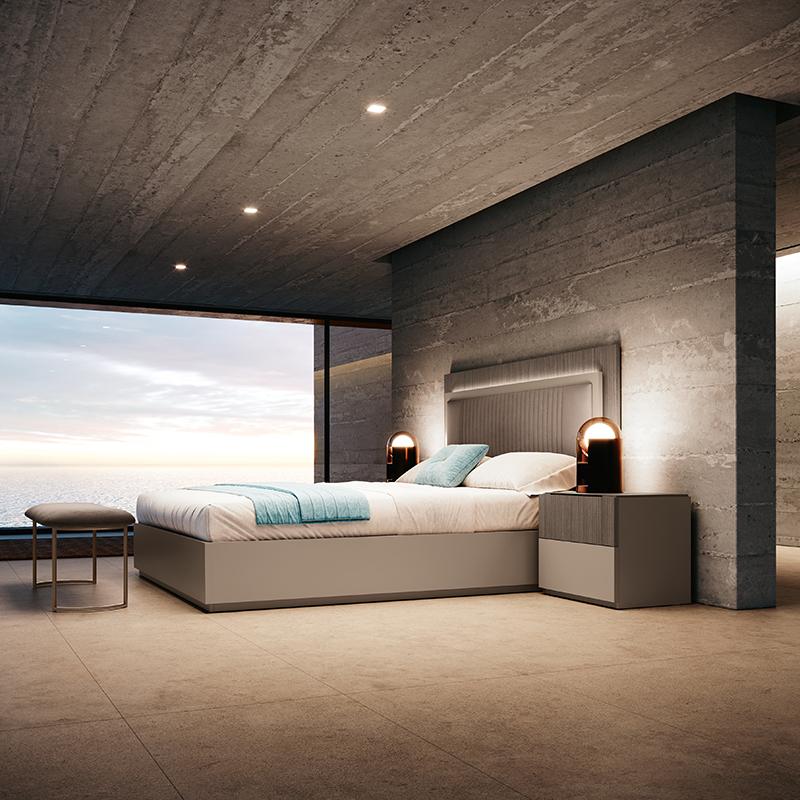 Essenza II Italian Bedroom Double Bed Concrete Loft Interior