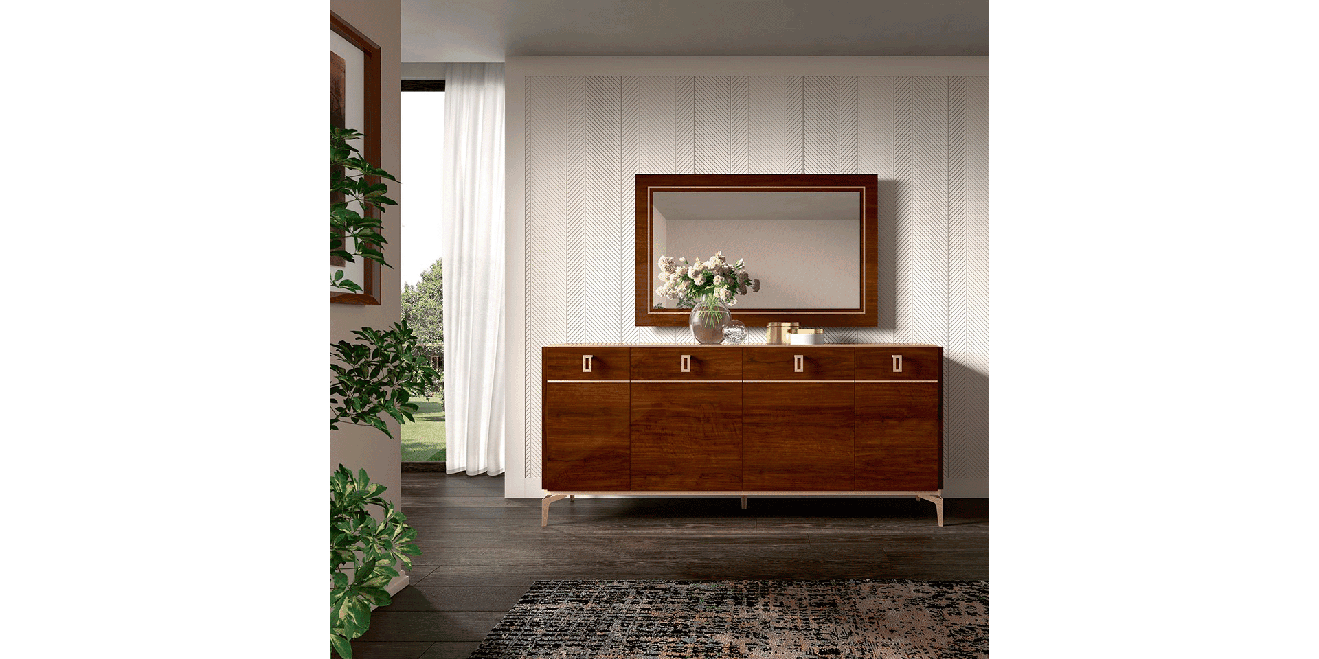 Eva complete dining room setup - Italian dining room furniture