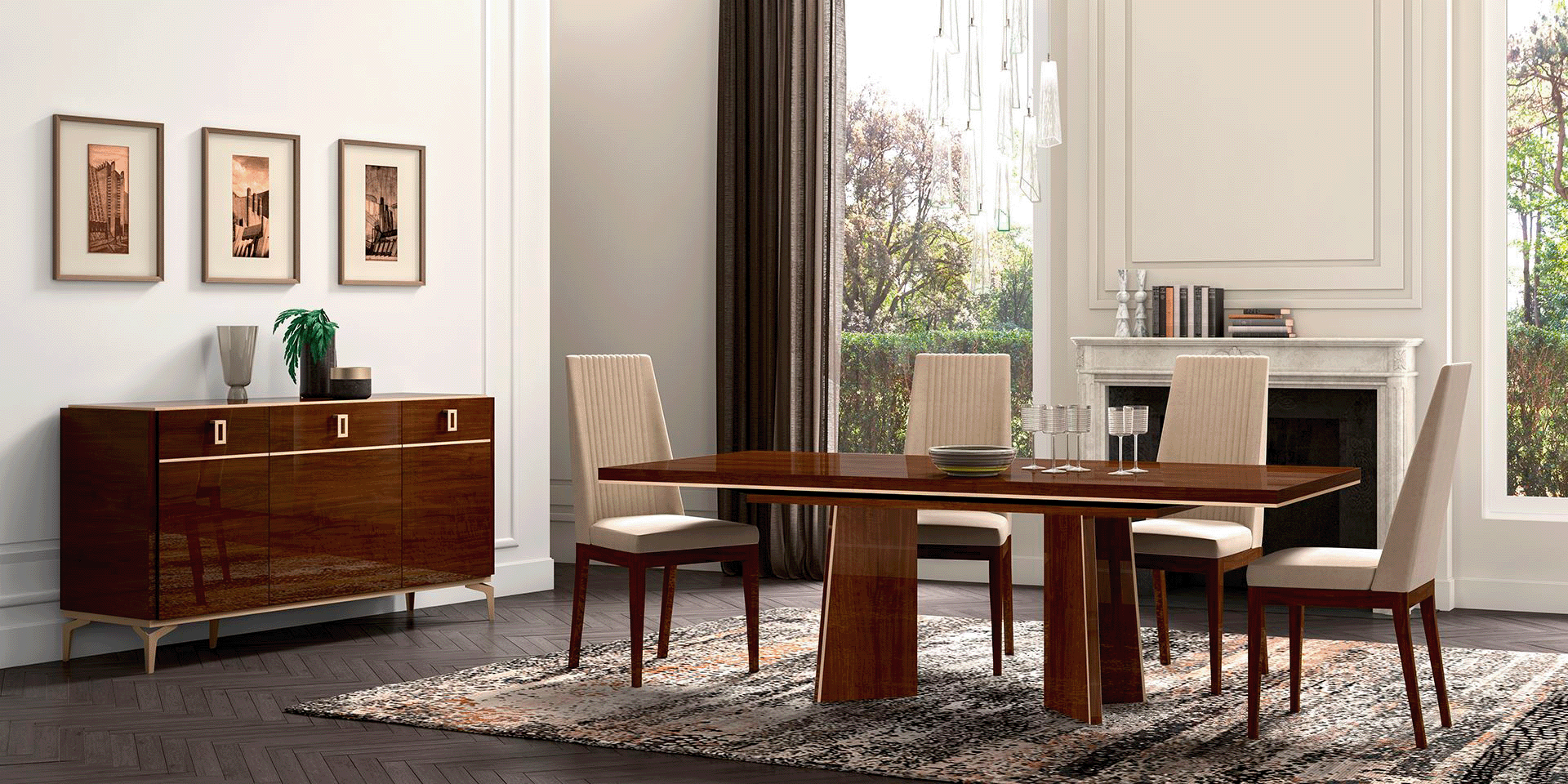 Eva dining table with chairs close-up - Italian dining room furniture