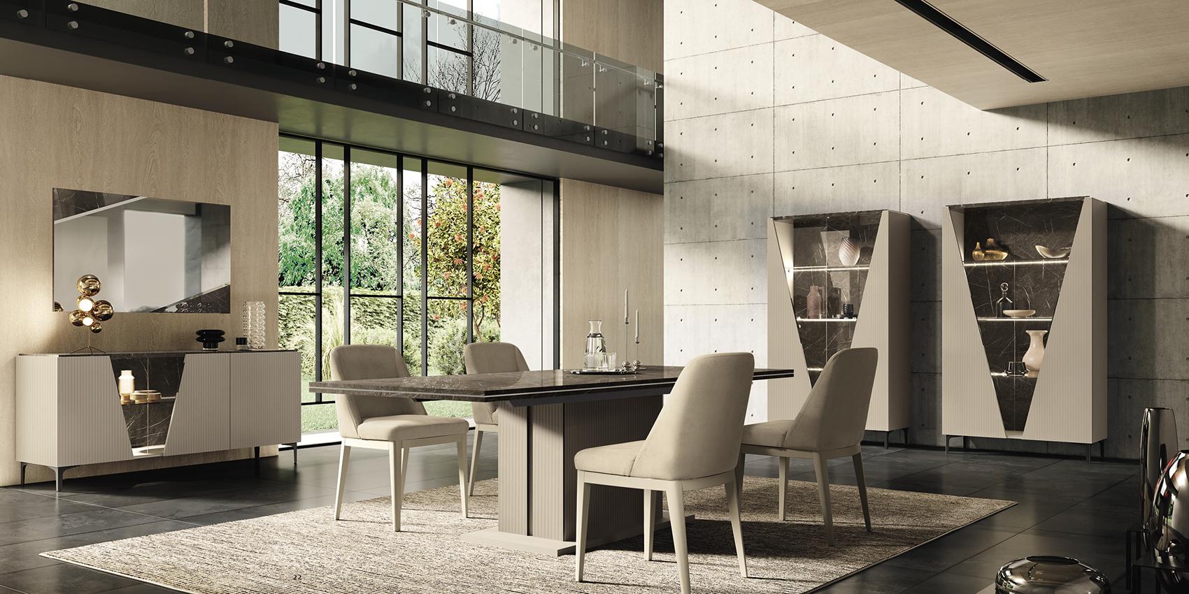 Fidia Italian Living Dining Room Complete Set Wide View