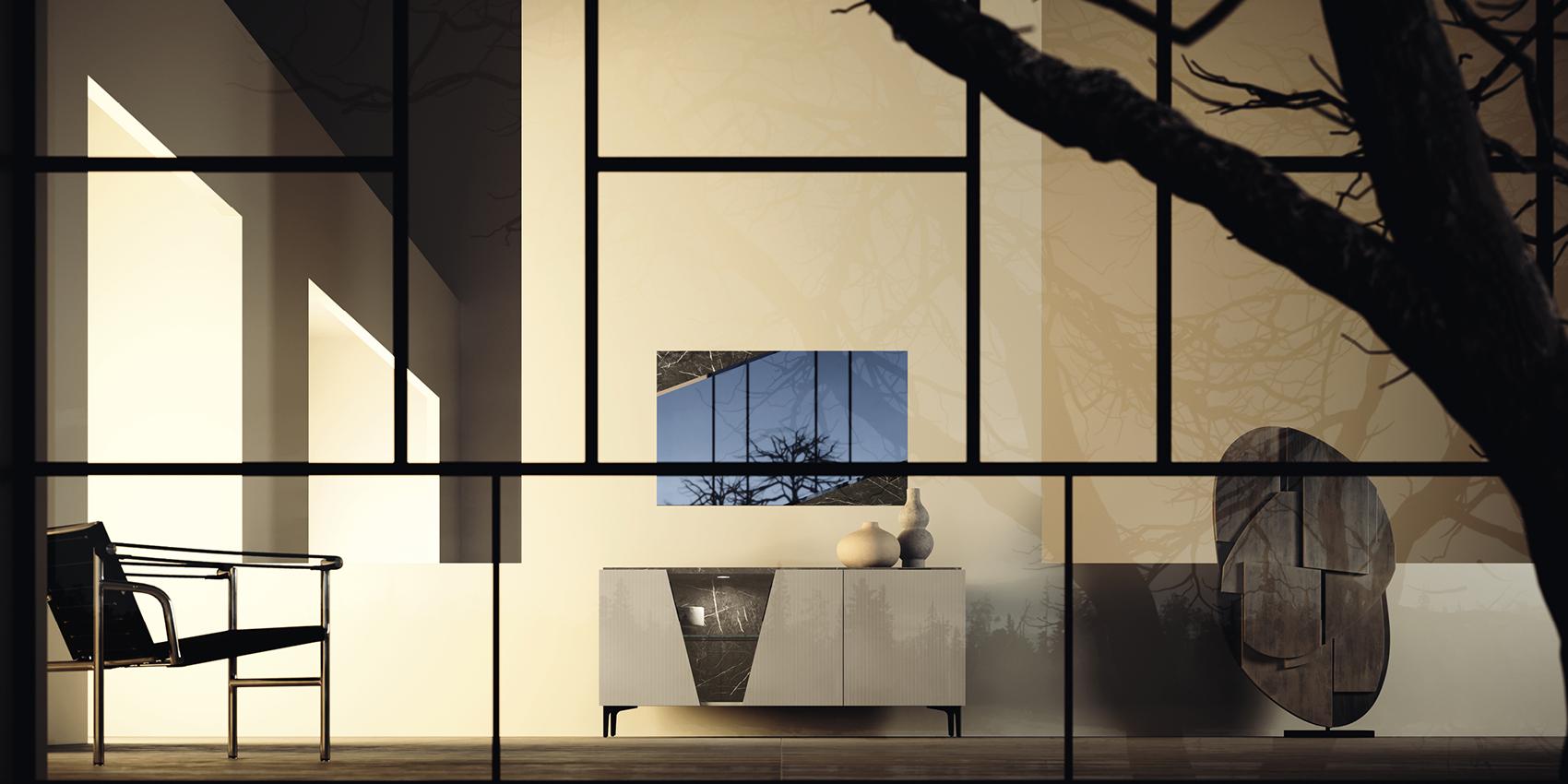 Fidia Sideboard With Marble Inserts Elegant Room View