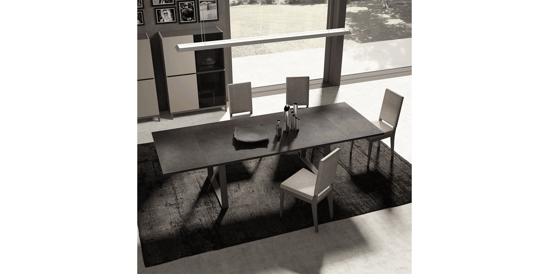 Kali dining room furniture Taupe finish variant - Status Italia