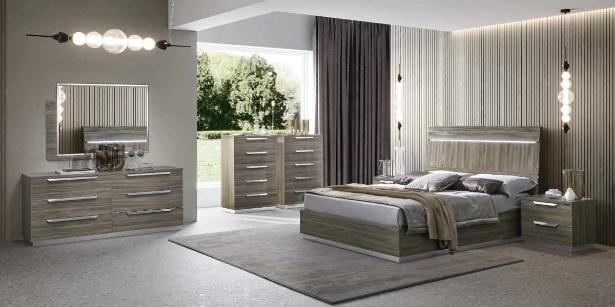 Kroma Italian Bedroom Bed Double Chest Mirror Room View