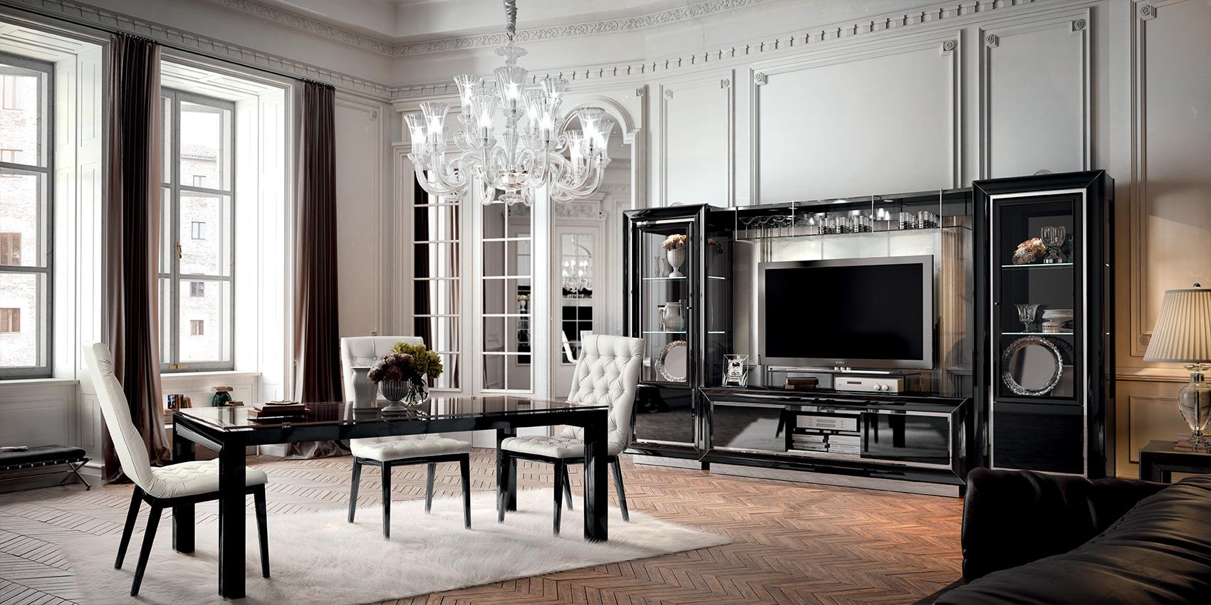 La Star Dama Bianca by Modum - black dining chairs and table shown for proportion and seating