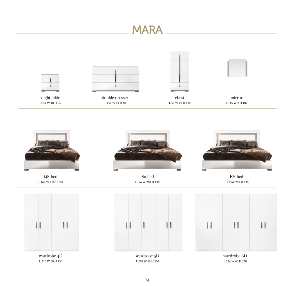 Mara bedroom furniture finish and material detail