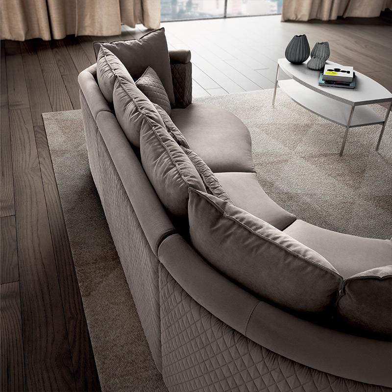 New York Italian Sofa Curved Back Quilted Cushions Aerial Detail