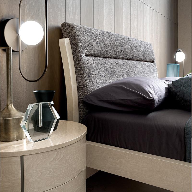 Round Upholstered Headboard Bedside Table Silver Birch Close Up