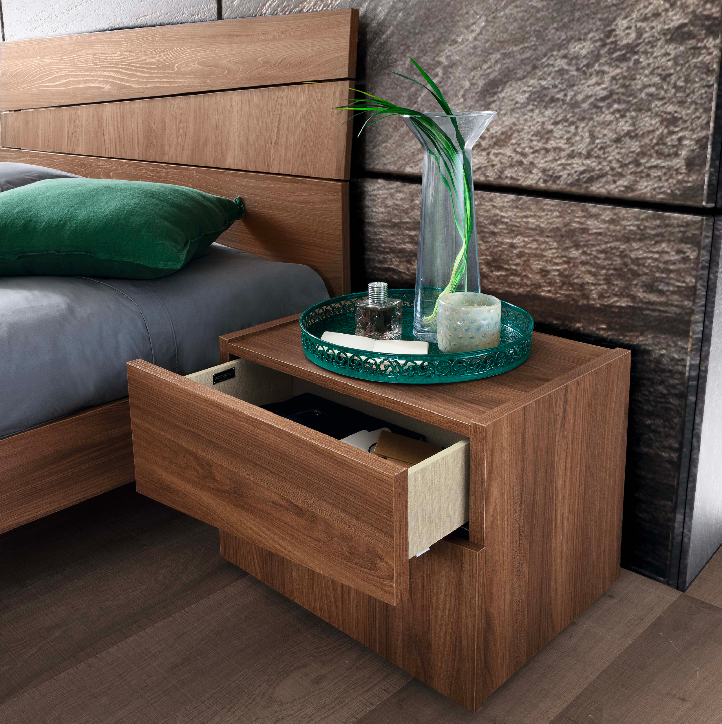 Storm Bedside Table Tray Top Open Drawer Headboard Close Up