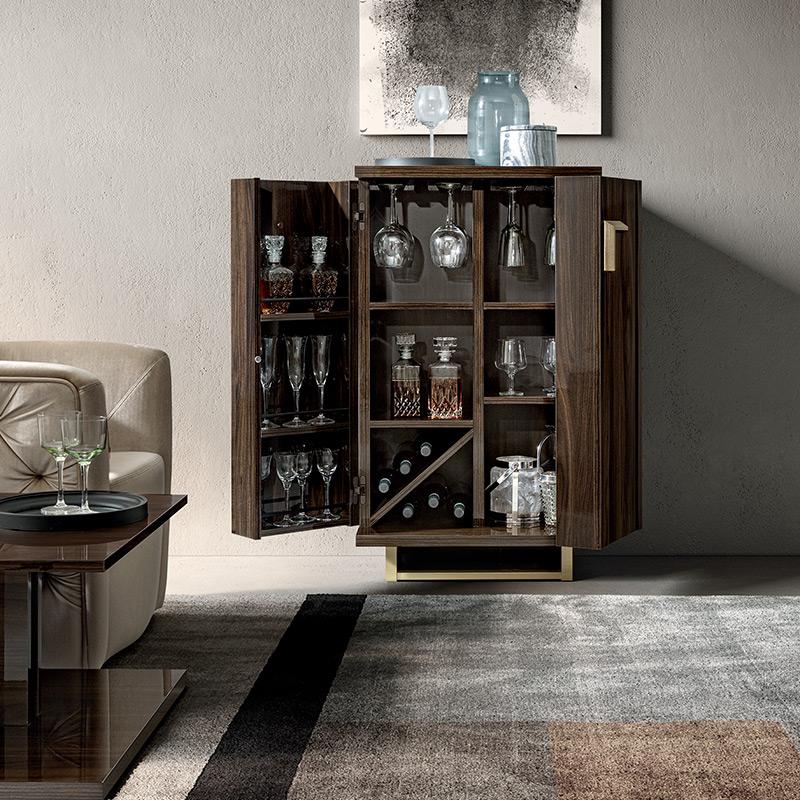 Volare Gold Bar Cabinet Wine Rack Glass Holder Detail