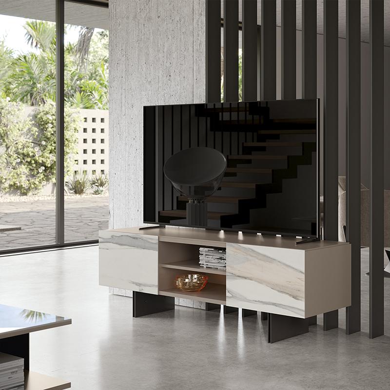 Zenith Day Tv Unit Calacatta Marble Ceramic Panels Detail
